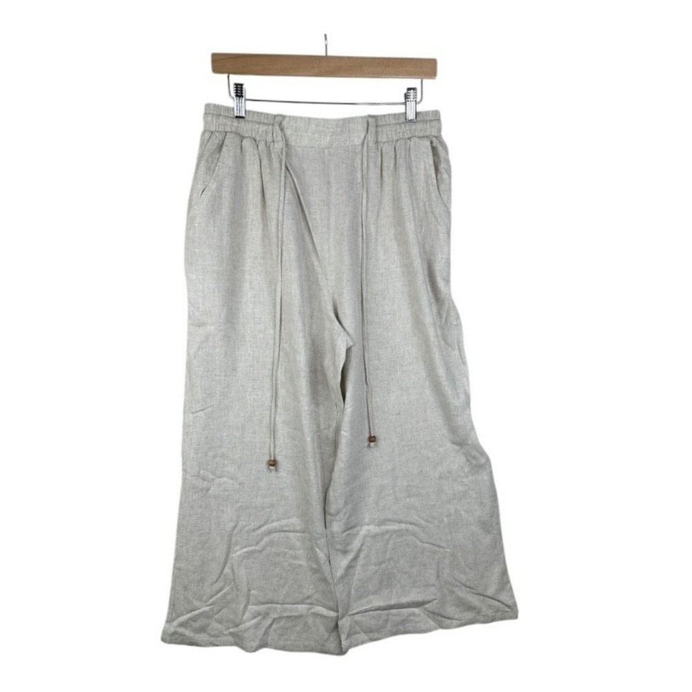 NEW IN Women's Linen Pants size Large Ivory Draw String